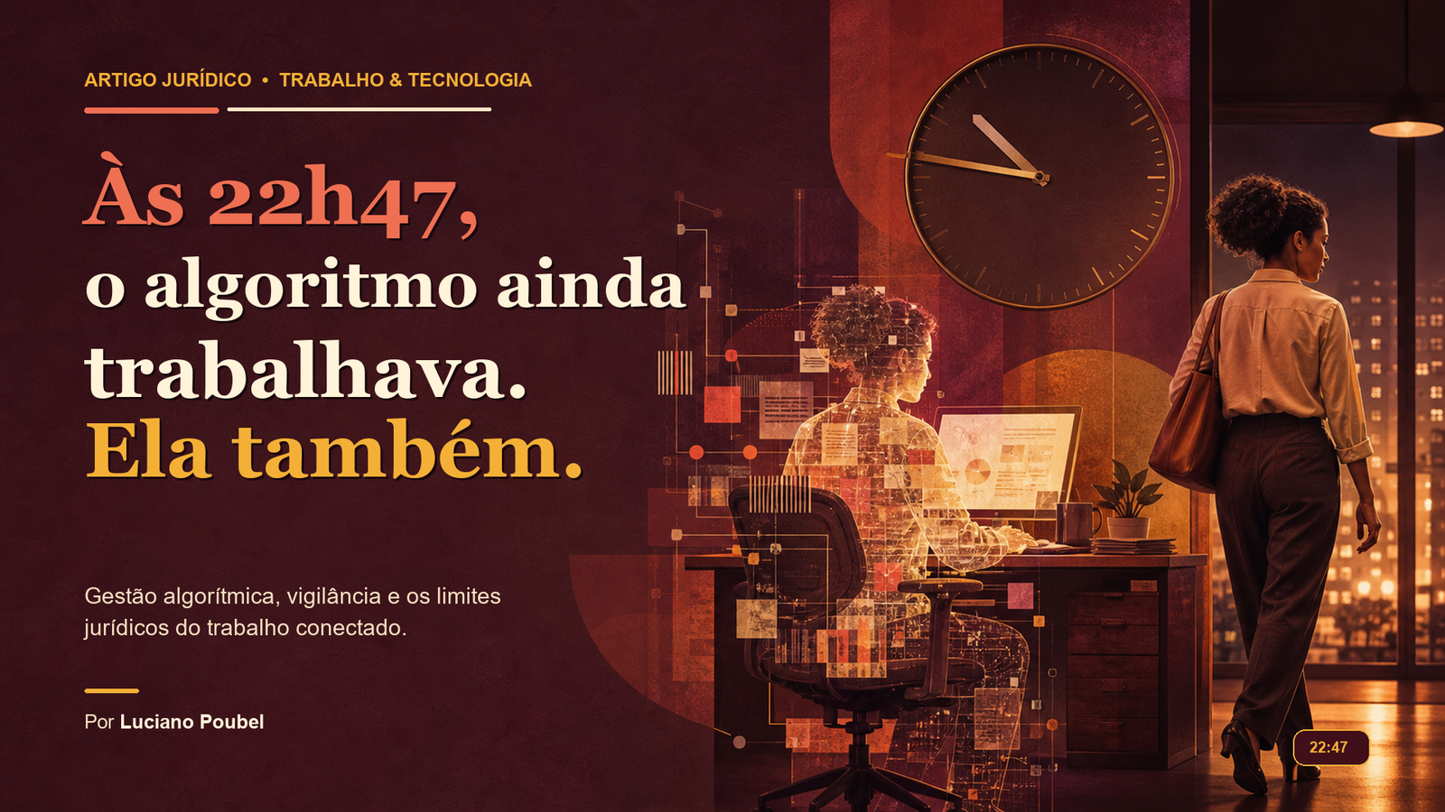 Capa do artigo Às 22h47, o algoritmo ainda trabalhava. Ela também., de Luciano Poubel.