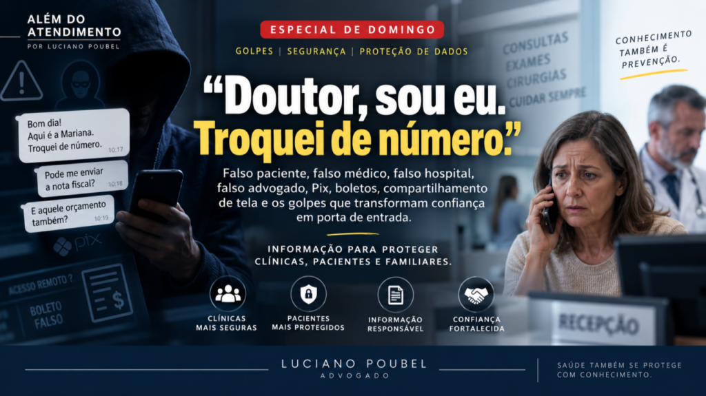 “Doutor, sou eu. Troquei de número.” — ALÉM DO ATENDIMENTO ESPECIAL DE DOMINGO | GOLPES, SEGURANÇA E PROTEÇÃO DE DADOS