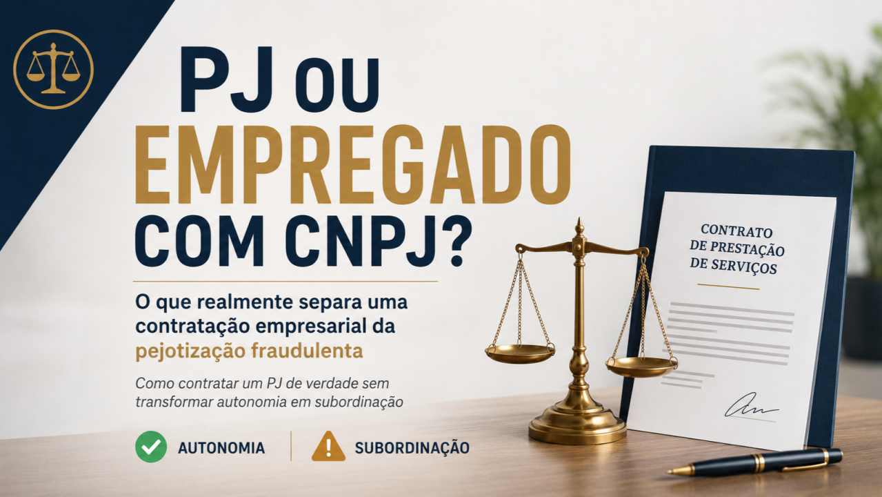 Capa original do artigo PJ ou empregado com CNPJ? O que realmente separa uma contratação empresarial da pejotização fraudulenta, de Luciano Poubel.