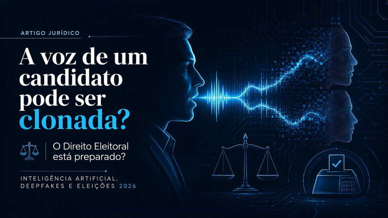 Capa do artigo A voz de um candidato pode ser clonada. O Direito Eleitoral está preparado?, de Luciano Poubel.